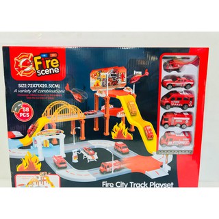 รถราง Fire Scene Fire City Track Playset