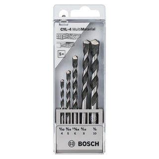 ดอกสว่านอเนกประสงค์ ชุดแพค 5 ชิ้น BOSCH ดอกเจาะคอนกรีต ปูน อิฐ กระเบื้อง ไม้ พลาสติก แผ่นโลหะ อะลูมิเนียม 4 5 6 8 10 มิล