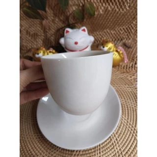 ชุดกาแฟพร้อมจานรองสีขาวมี2ขนาดให้เลือก