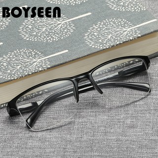 BOYSEEN แว่นตา แบบกรอบครึ่ง ป้องกันแสงสีฟ้า สไตล์ย้อนยุค สำหรับผู้ชายและผู้หญิง ค่าสายตาสั้น -400 ~ + 350