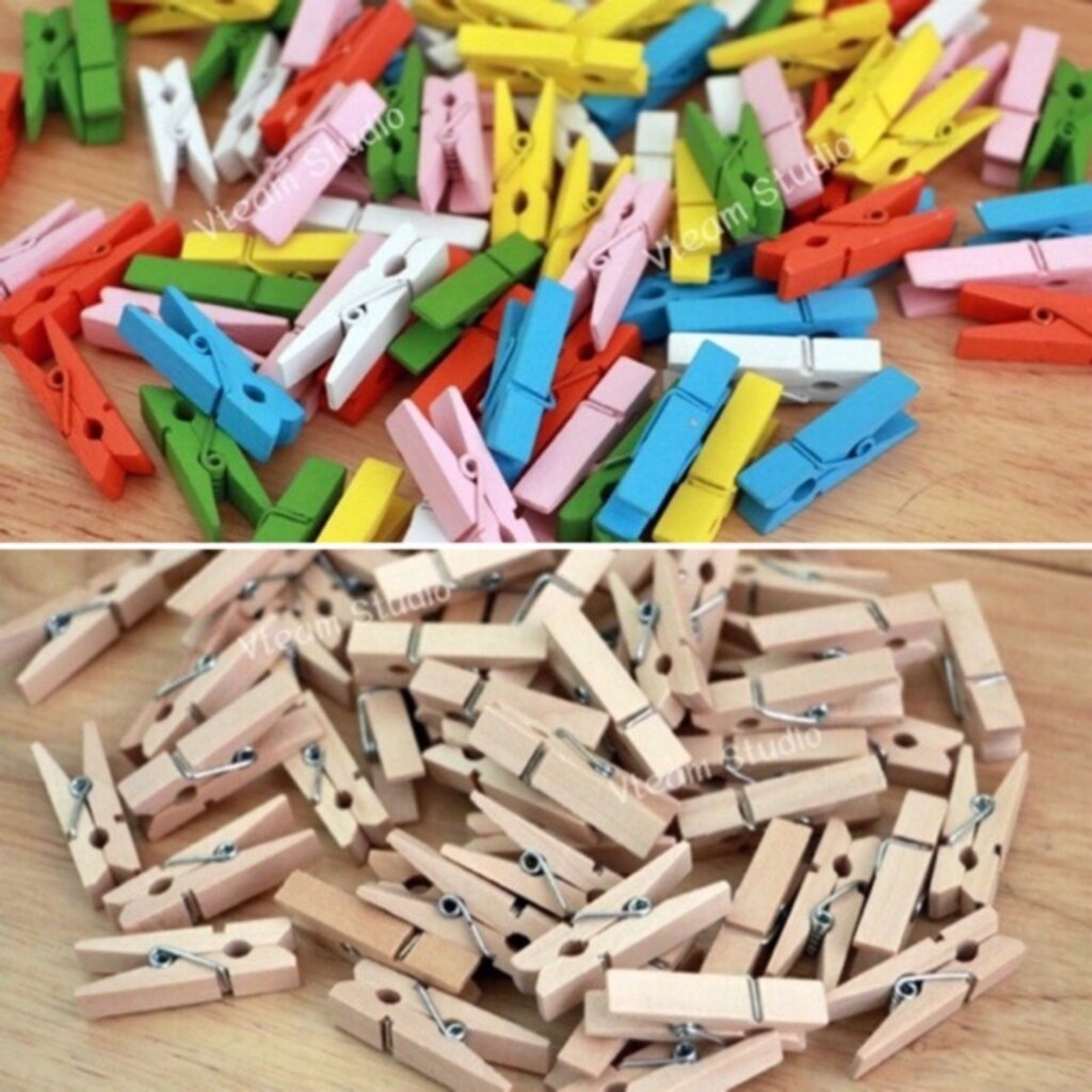 คลิปไม้หนีบ ตัวหนีบ ไม้หนีบ 3.5cm (50 ชิ้น)