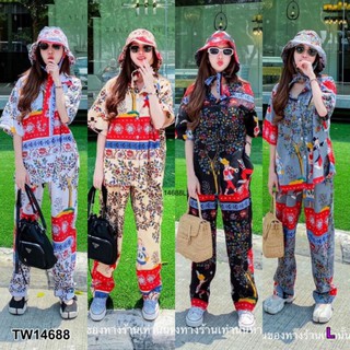 Set 3 ชิ้น เสื้อเชิ้ตฮาวาย กระดุมหน้า แขนสั้น มากับกางเกงขายาว