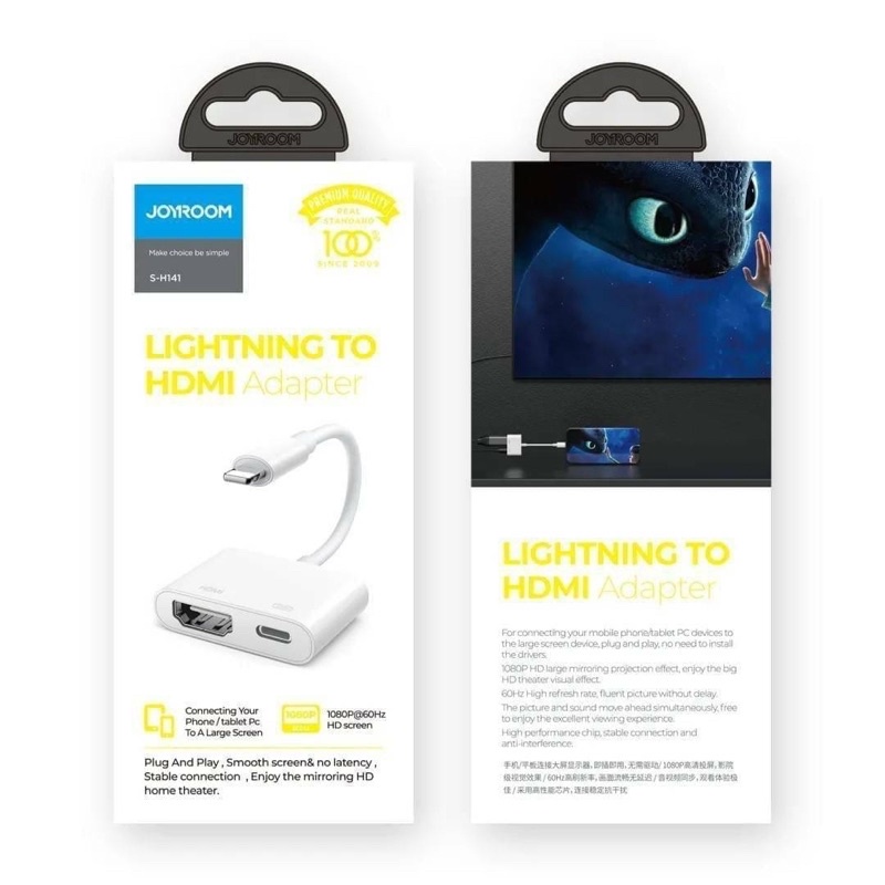 JOYROOM S-H141 Lightning To HDMI-compatible1080P Digital AV Adapte iPhone iPad ไปยังทีวี