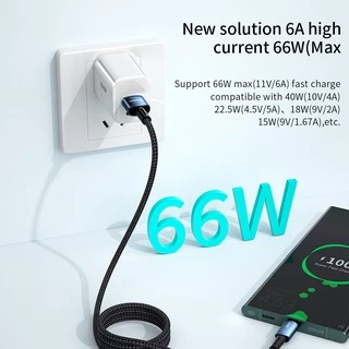 Essager สายชาร์จโทรศัพท์มือถือ usb type c 6A 66W พร้อมไฟ LED ชาร์จเร็วมาก สําหรับโทรศัพท์มือถือ