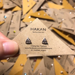 ต่างหู ตุ้มหูเงินแท้ 92.5 เรือใบ Boat Real Silver Sterling Earring