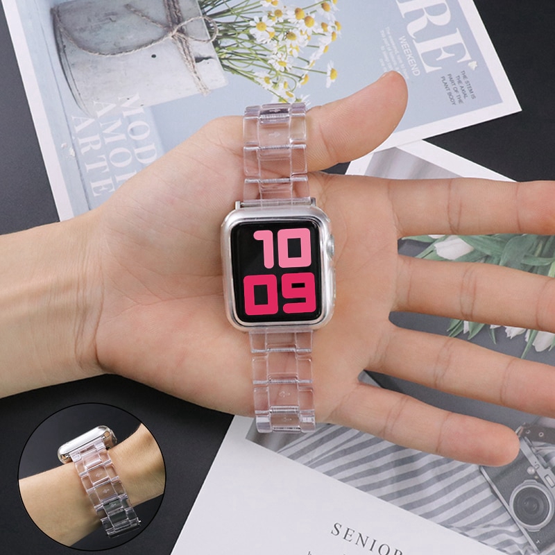 สายนาฬิกาข้อมือ พลาสติกใส หลากหลายสี สําหรับ for Apple Watch Ultla รุ่น 8 7 6 SE 5 4 3 2 1 38 มม. 40 มม. 41มม. 42 มม. 44 มม.45/49มม