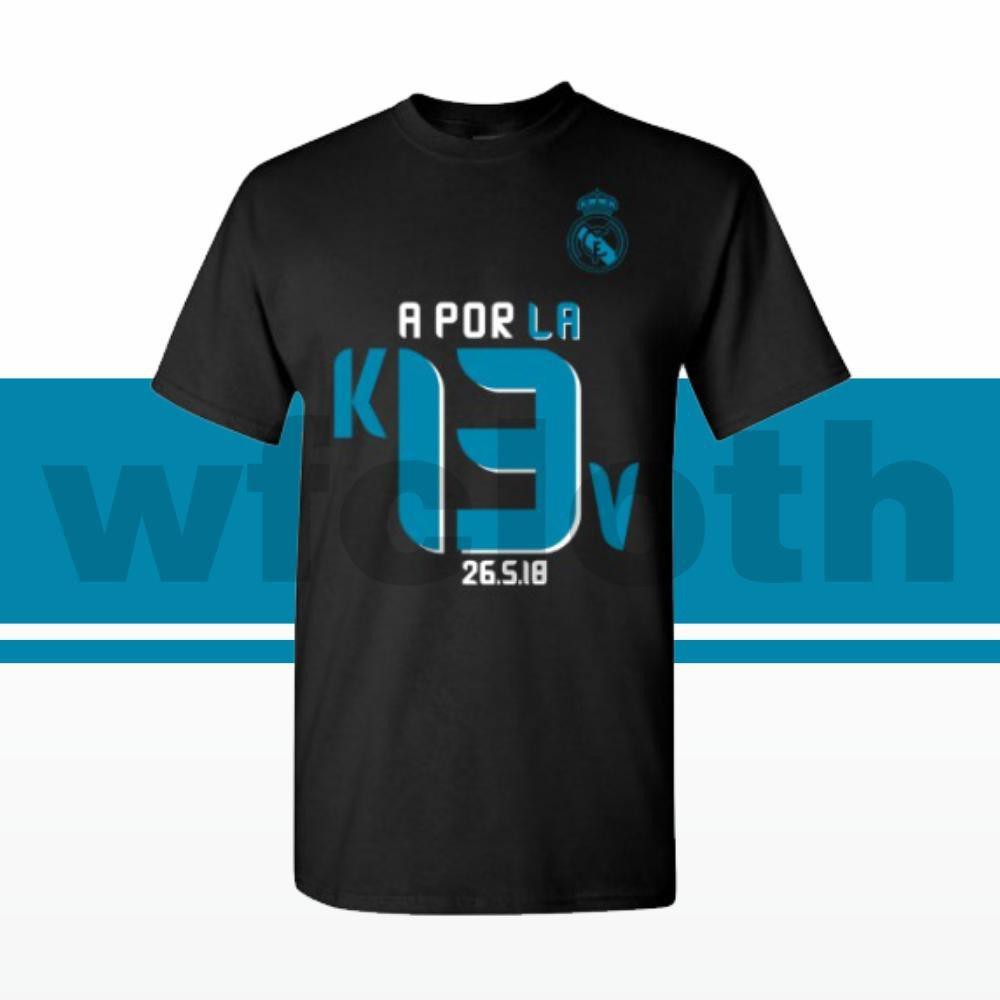 A Por La 13 Real Madrid 2018 Apor Aporla Aporla13 เสื้อยืดสีดําขนาด SML XL XXL