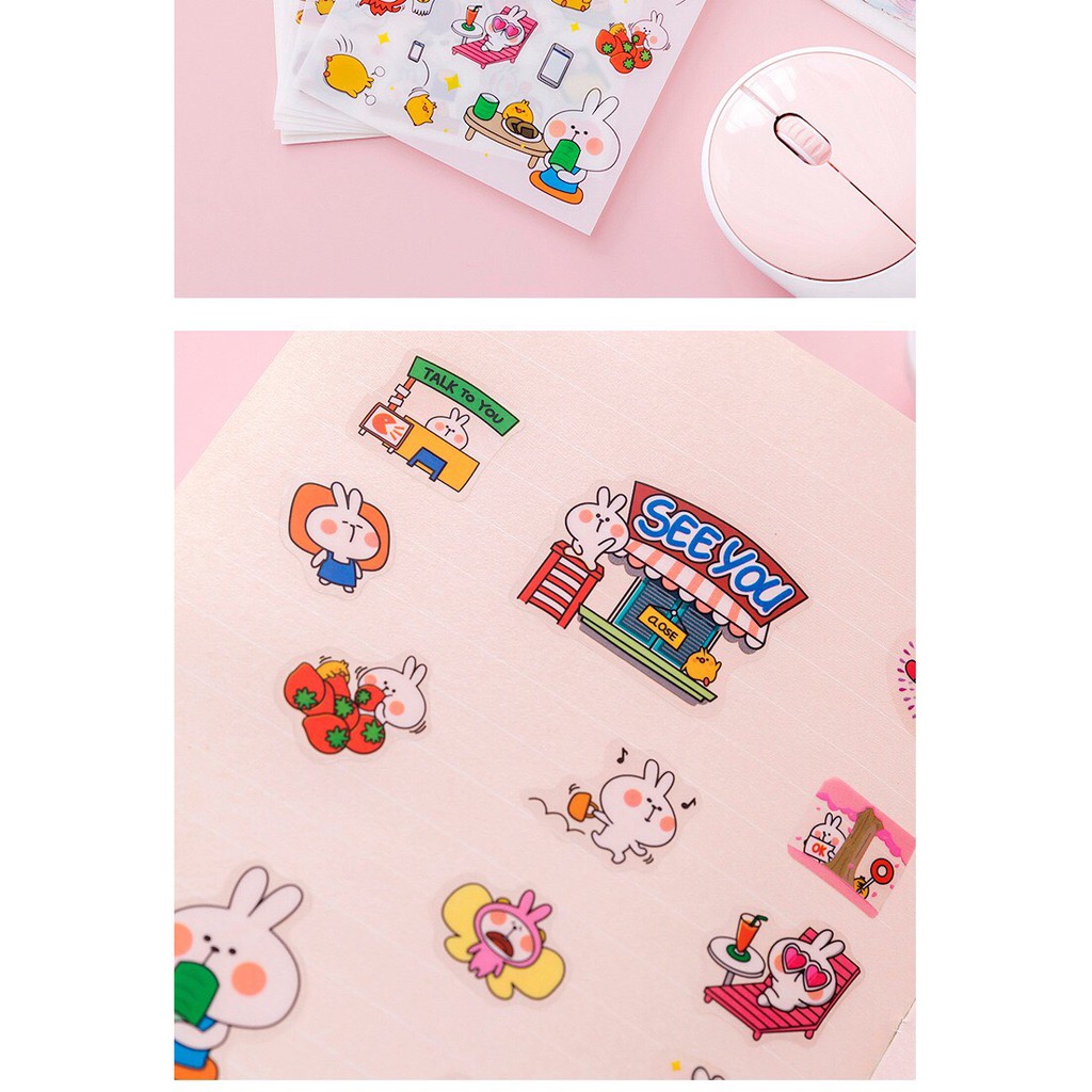 🌈สติ๊กเกอร์ลายการ์ตูน 6แผ่น/ชุด สติ๊กเกอร์ติดสมุดหนังสือ ติดสมุดโน๊ตน่ารัก🐰🦄💞✂️