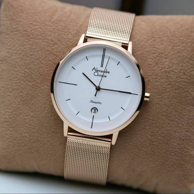 Alexandre Christie นาฬิกาข้อมือ สีขาวกุหลาบ สําหรับผู้หญิง