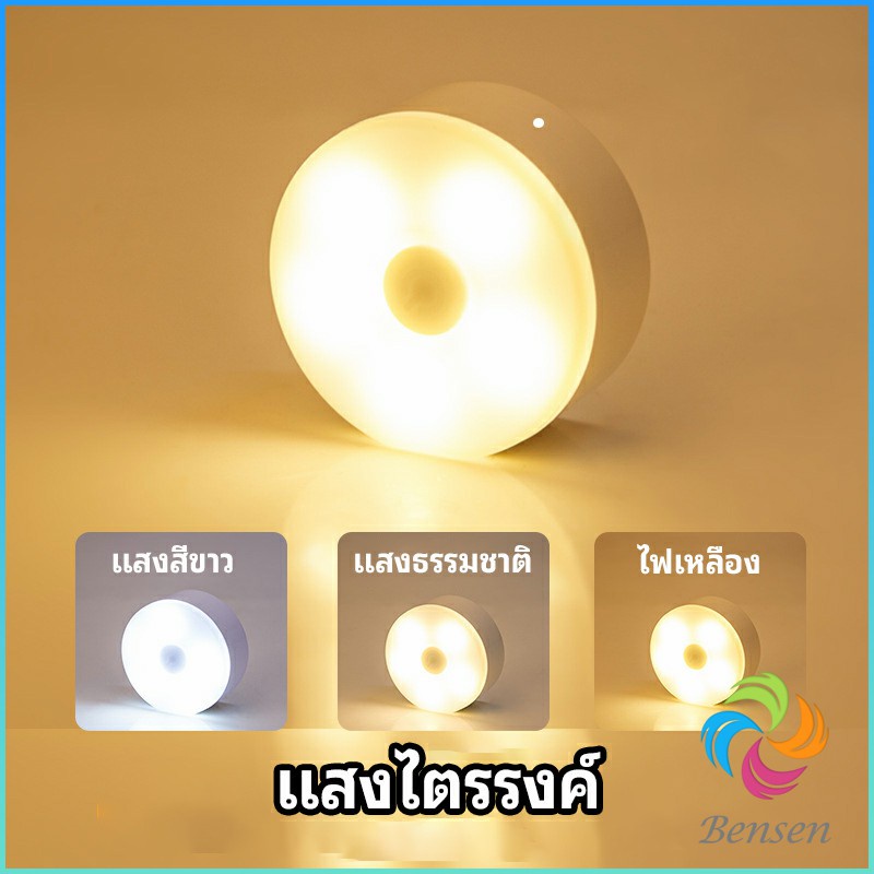 Bensen โคมไฟหัวเตียง 0.6w LED โคมไฟ ยึดผนังด้วยแม่เหล็ก ชาร์จ LED Button night light