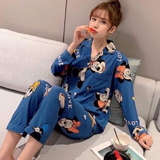 พร้อมส่ง ชุดนอนแขนขายาว ฟรีไซส์
