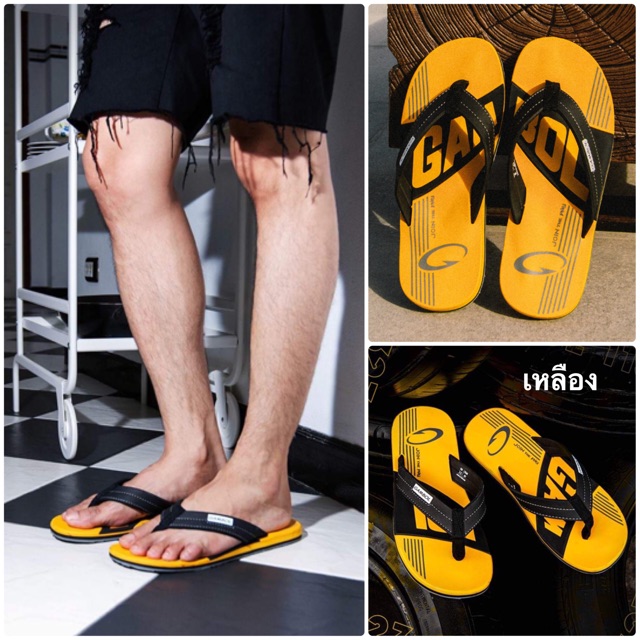 Gambol แกมโบล รองเท้าแตะหนีบสไตล์​ Graffiti​​ 40-44 เทาดำ เหลือง​ แดง น้ำเงิน​ GM11323​