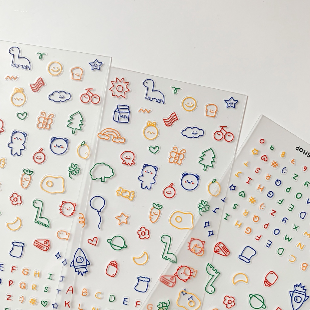 STICKER ⌗ กระปุ้กกระปิ้ก Outline pvc สติกเกอร์ใส 45 บาท/