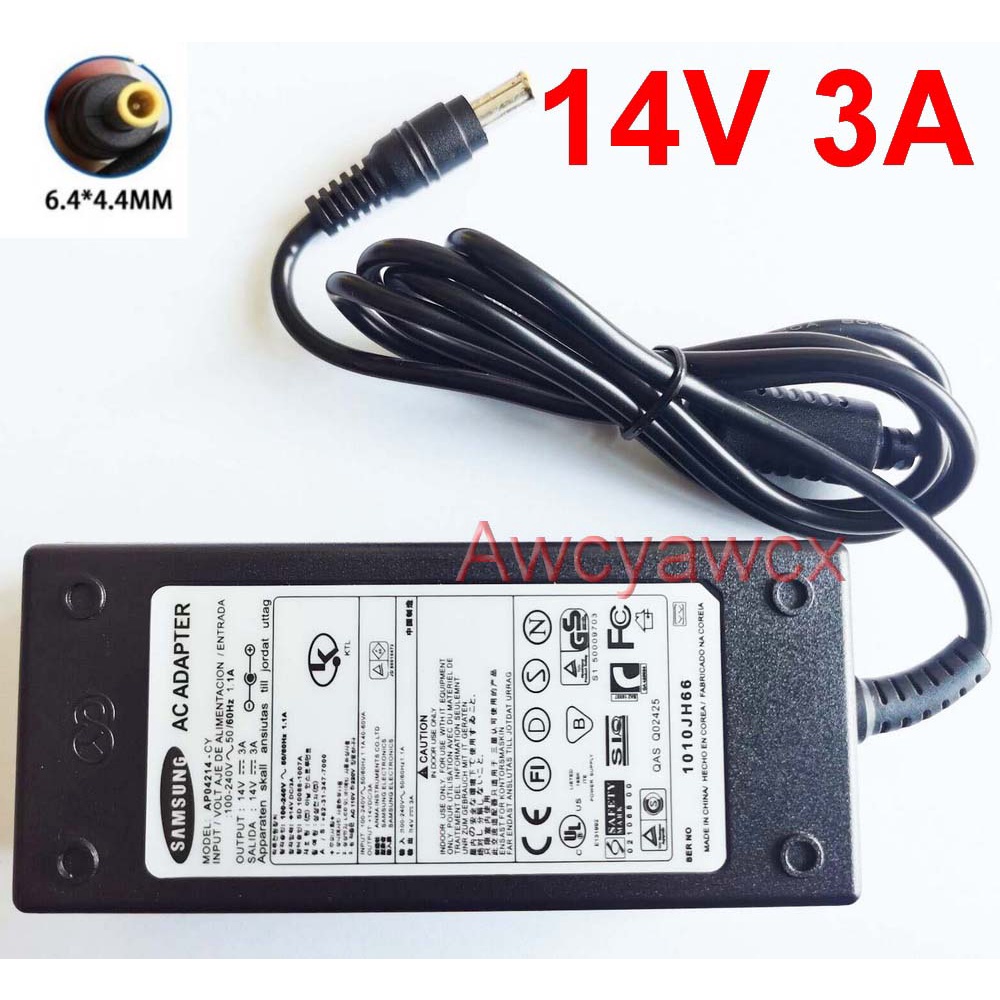 14v 3A 2.5A 2.14A 1.79A 1.786A 1.78A 1.7A 1.43A AC 100V-240V DC power Adapter แล็ปท็อปสําหรับ Samsung LCD Monitor supply 6.5 มม.สาย