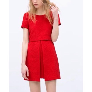 (ลด 50%‼️ของแท้)Zara Trafaluc red dress มือสองของแท้💯%