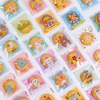 Bakery DVER ❤️ ถุงฝากาว ขนาด 7*7 cm.  (Set 2) แพคละ 95-100ใบ ลายล่าสุด ถุงขนม ถุงฝากาวสไตล์เกาหลี ถุงคุ้กกี้ฝากาว