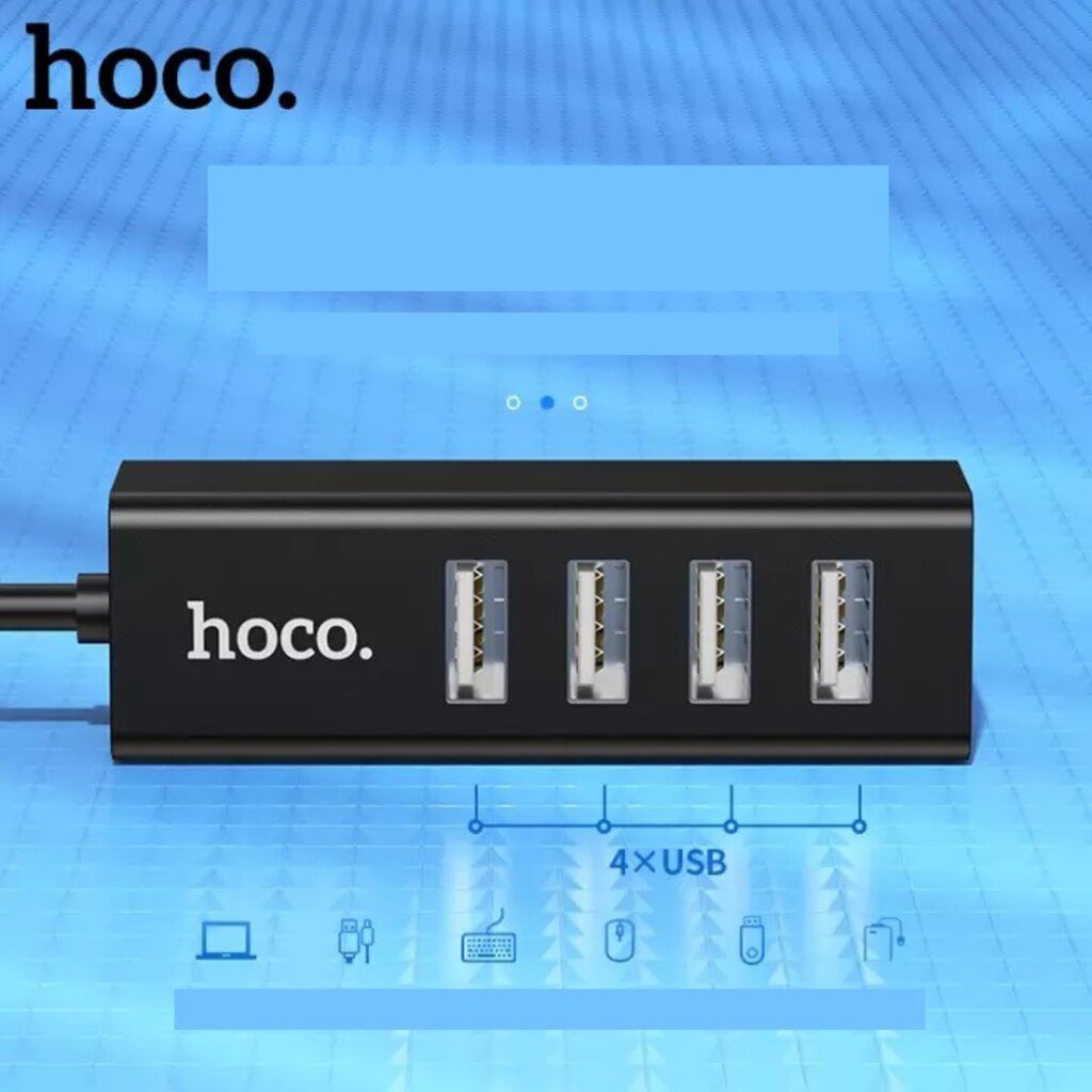 [ส่งด่วน24ชม.อัพเกรด2022] HOCO HB1 4 Port USB HUB 5.0V Hub for Laptop with 80cm Long Cable, Multi USB Port Expander