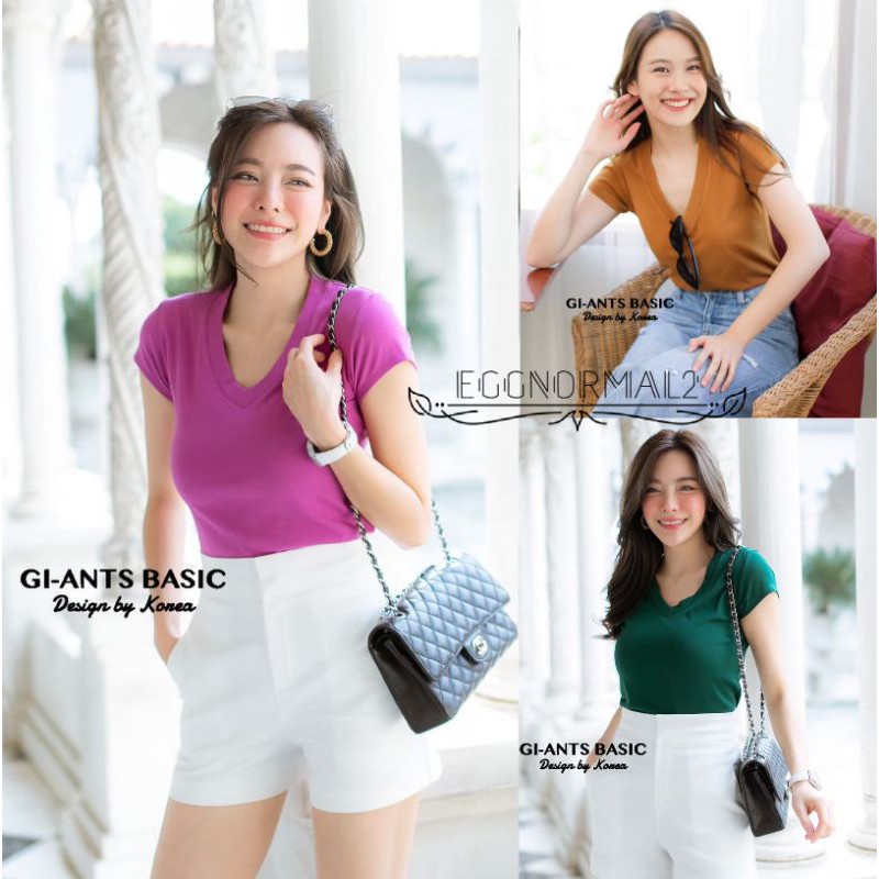 Gi-ants​ Shop🌈​B42​ คอวีเข้ารูปแขนเต่อ❤️