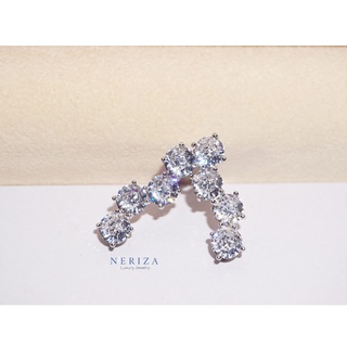 Neriza Jewelry/ต่างหูเพชรระย้าประกายไฟเทียบเท่าเพชรแท้ เครื่องประดับเจ้าสาว จัดส่งฟรีพร้อมกล่องNE071