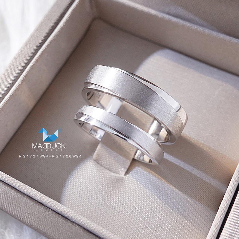 Madduckjewels แหวนเงินแท้ ชุบโรเดียม RG1728WGR-RG1727WGR