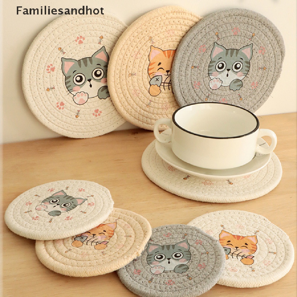 Familiesandhot> แผ่นรองจาน ฉนวนกันความร้อน ถ้วย ชาม ตกแต่งบ้าน ทนทาน ลายแมว ที่รองแก้ว ตกแต่งโต๊ะอาหาร อุปกรณ์ครัวอย่างดี