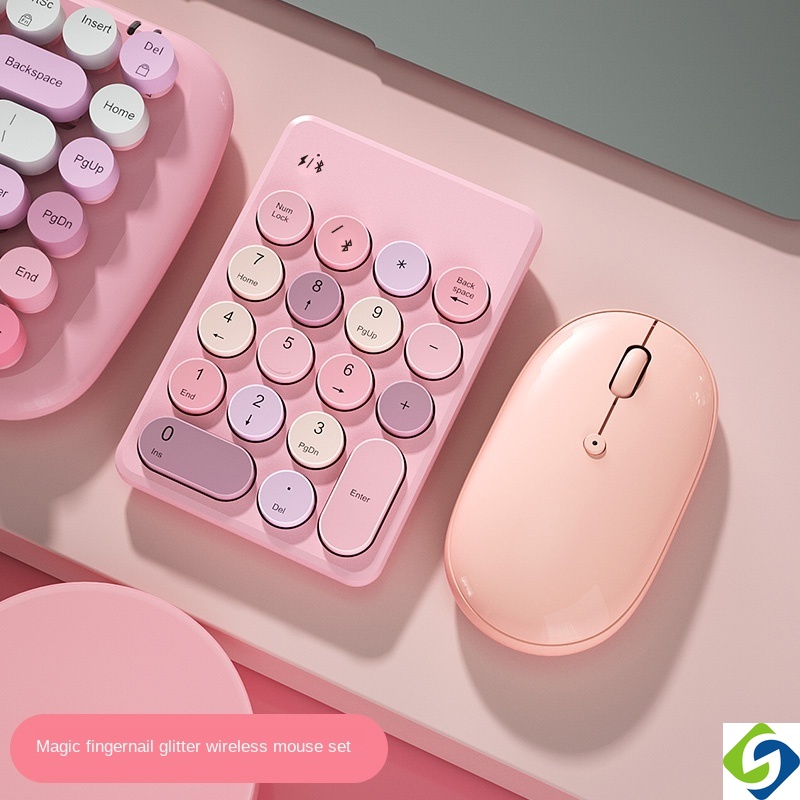 Bow K155 lipstick retro circle Number Pad wireless Bluetooth 2.4g digital keyboard and mouse set ext