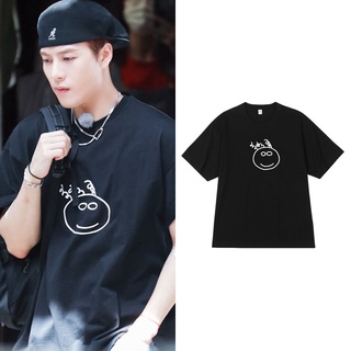 【วังเจียเอ๋อสไตล์เดียวกัน】 Wang Jiaer Jackson เดียวกันเสื้อยืดแขนสั้น street ยิงเสื้อผ้าหลวมผ้าฝ้ายพิมพ์ 2022 ฤดูร้อนผู้