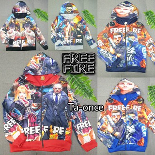 เสื้อกันหนาวเด็ก เสื้อแขนยาวเด็ก Freefire ฟีฟาย มีฮู้ด เสื้อเด็ก ผ้าสำลีผสม ไม่หนา ไม่บาง (สำลีคละลาย) [7]