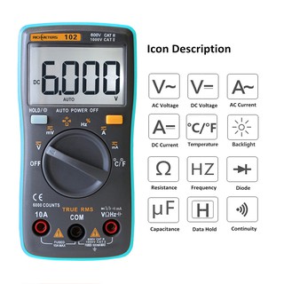 richmeters rm 102 true rms มัลติฟังก์ชั่นดิจิตอลมัลติมิเตอร์ dmm dc ac แรงดันไฟฟ้า