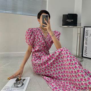 พร้อมส่ง เดรสยาว สไตล์วินเทจ ทรงหรู ผู้ดีดูแพง ใส่สบายมากๆ