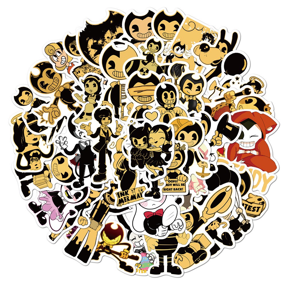 Bendy and the Ink Machine สติกเกอร์กันน้ำรูปแบบที่แตกต่างกัน, 50 ชิ้น