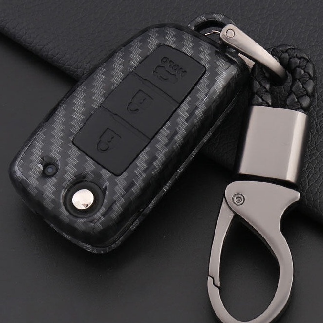 กรอบเคสกุญแจรถ NISSAN พวงกุญแจรถยนต์ MARCH / NOTE / ALMERA / NAVARA / TERRA ลายเคฟล่า NS-4 เคสกุญเเจ