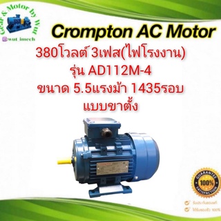 Crompton 5.5แรง 4โพล 3เฟส(ไฟโรงาน) แบบขาตั้ง