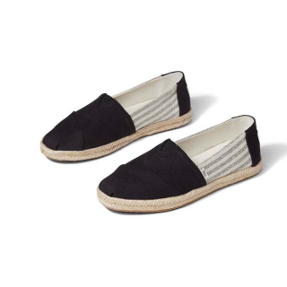 TOMS รองเท้าลำลองผู้หญิง แบบสลิปออน (Slip on) รุ่น Alpargata Seasonal Black University Stripes รองเท้าลิขสิทธิ์แท้