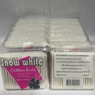 SNOW WHITE COTTON BUDS 100 ชิ้น สโนว์ไวท์ สำลีก้าน สำหรับปั่นหู  [19201]