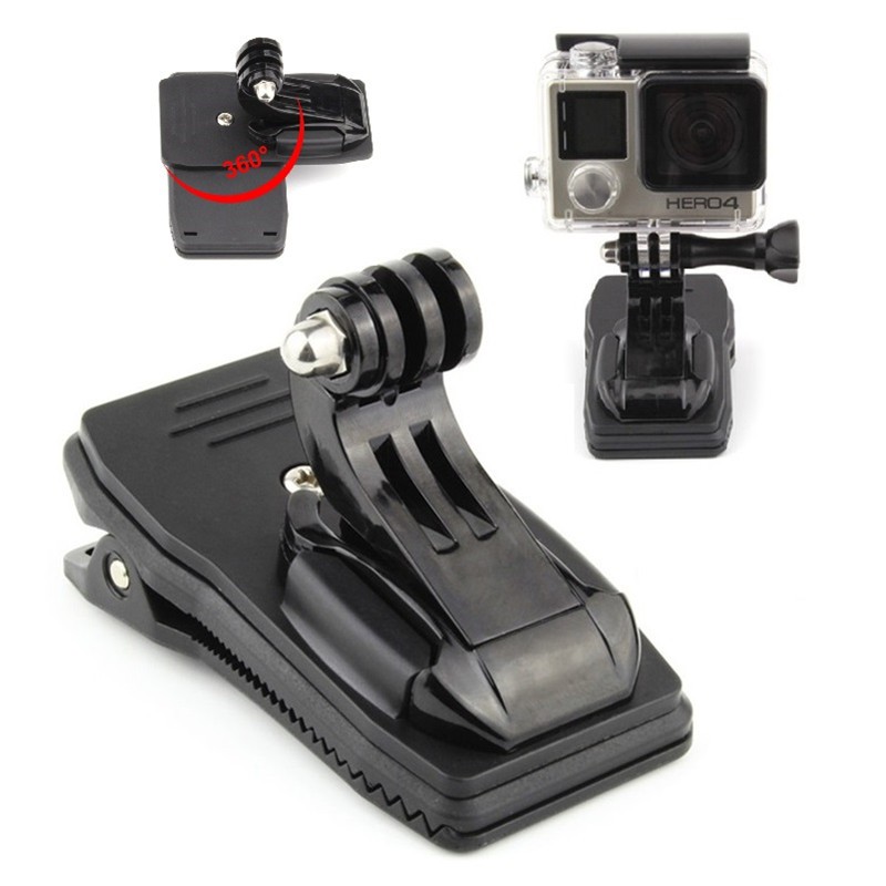 ชุดอุปกรณ์เสริม GoPro Quick Release Universal แบบพกพาคลิป + ฐานรูปตัว J หมุนได้ 360 องศาใช้งานง่ายคลิปกระเป๋าเป้สะพายหลังคลิปเสริมโรงงานอุปกรณ์เสริม Hero6