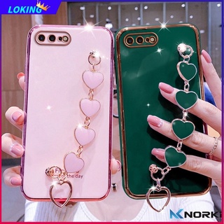 เคสโทรศัพท์มือถือชุบ ลายหัวใจ พร้อมสายโซ่คล้อง หรูหรา สําหรับ Huawei Mate 10 10Pro Mate 20 20Pro 20X Mate 30 30Pro Mate 40 40Pro