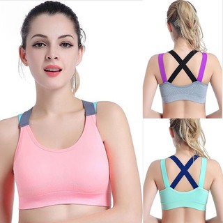 ชุดชั้นในออกกำลังกาย Sports Bras แบบสายไขว้หลัง สีเขียว # A803