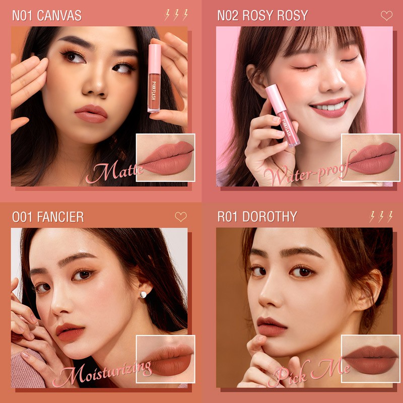 PINKFLASH OhMyKiss ลิปสติก เนื้อลิขวิด สีแมตต์ เม็ดสีแน่น เม็ดสีชัด กันน้ำ 14 สี #8