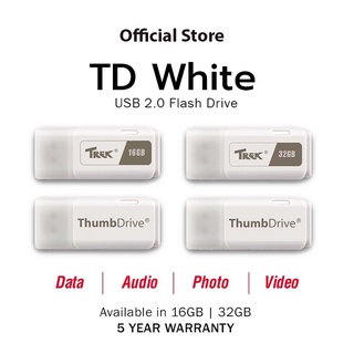 ราคาTrek TD White แฟลชไดร์ฟรุ่นสีขาว พิเศษราคาถูก อัพโหลดข้อมูลเร็วและพกพาสะดวก USB 2.0 Flash Drive (16GB/32GB)