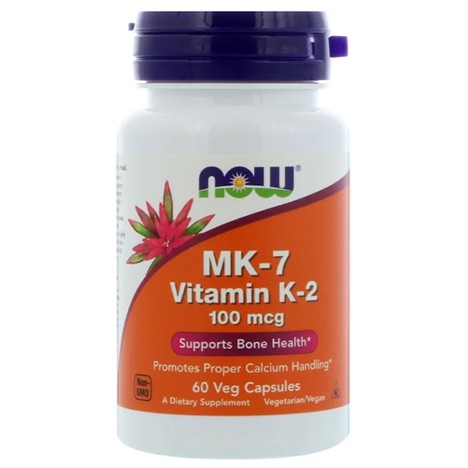 วิตามินเค2, NOW Foods, MK-7 Vitamin K-2, 100 mcg, 60 Veg Capsules