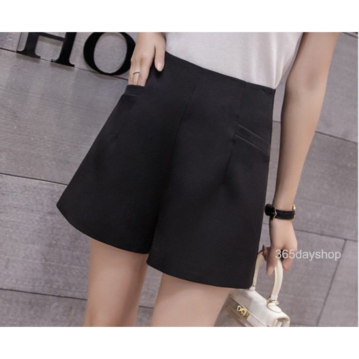 รุ่นขายดี กางเกงขาสั้นเอวสูงหญิง SS1  ทรงสวย มีซับใน กระเป๋าเล็กด้านหน้า ซิปหลัง  365dayshop เสื้อผ้