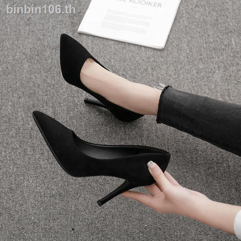 125 บาท ❆☁รองเท้าทำงานหญิง สีดำ อารมณ์ดี ยืนนาน ไม่เมื่อย เท้า ไปทำงาน รองเท้าส้นสูง สัมภาษณ์ มารยาท กริช รองเท้าชุด Women Shoes
