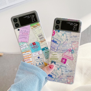 ใหม่ เคสโทรศัพท์มือถือ PC HD กันกระแทก ลายภาพวาด Stamp Boarding Pass สําหรับ Samsung Galaxy Z Flip 4 Z Flip 3 Z Flip Second Z Flip 2 ZFlip4 4