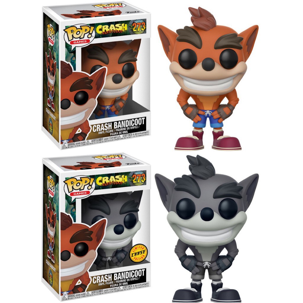 FUNKO POP รูปไวนิลของเล่นเกม - Crash Bandicoot Crash Bandicoot Chase สีเทา Action Figurine รุ่น