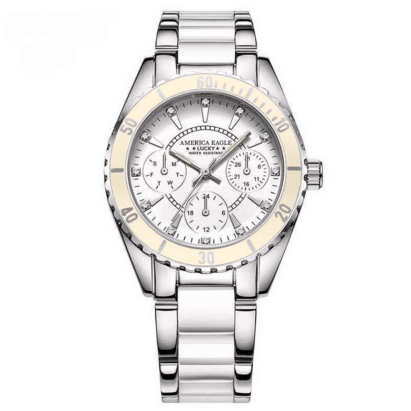 America Eagle (อเมริกัน อีเกิ้ล)นาฬิกาข้อมือผู้หญิง กันน้ำได้ สีขาว