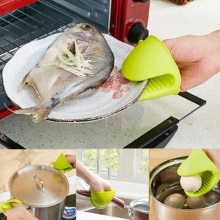 พร้อมจัดส่ง ที่จับกันความร้อน ถุงมือซิลิโคนจับหม้อร้อน PEAR ถุงมือกันความร้อน 1คู่ ฟ้า ชมพู เขียว HB0097