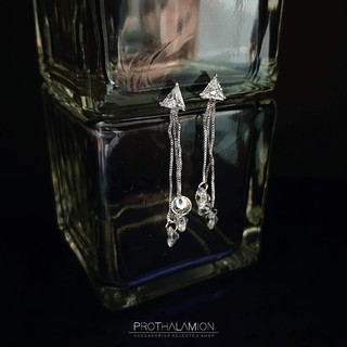 Premium Luxury Chic 925 Silver CZ Diamond Earrings ต่างหู ตุ้มหู พรีเมียม สีเงิน เพชรสวิส ก้านเงิน สำหรับ ผิวแพ้ง่าย