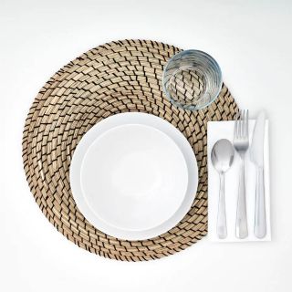 IKEA​ แผ่นรองจาน, หญ้าทะเล ดำ, ดำ, 37 ซม.