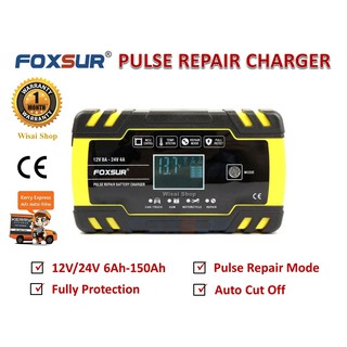 FOXSUR เครื่องชาร์จอัจฉริยะและฟื้นฟูแบตเตอรี่รถยนต์และรถจักรยานยนต์ 12V/24V 8A/4A 6-150Ah/6-100Ah รุ่น FBC122408D